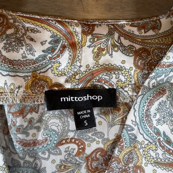 Mittoshop Womens Paisley Boho Mini Dress V-Neck Kimono Sleeve Elastic Waist S - Picture 2 of 7